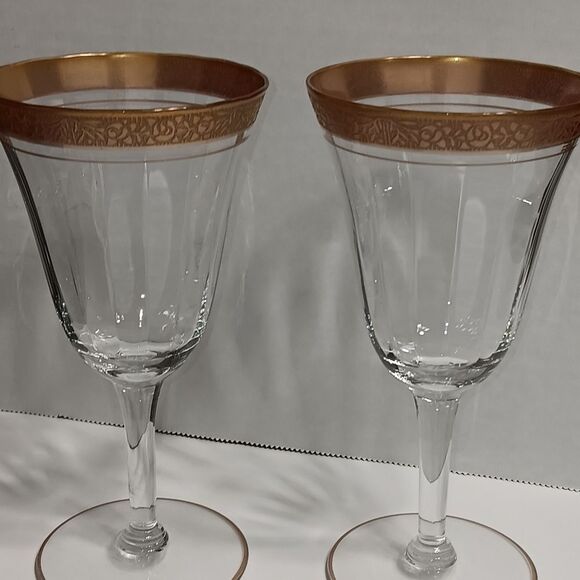 Vintage Tiffin Crystal & Gold Rim Glasses - Picture 4 of 4